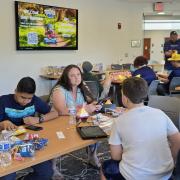 Participants playing at a table