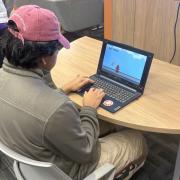 Student at a laptop