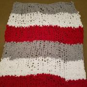Red, white and gray blanket