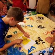 Creating street art using stencils and paint