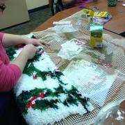 Christmas yarn hooking project