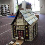 A church made from cans, bagged pasta and jello. 