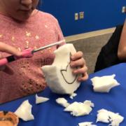 hand cutting foam craft