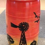 Orange Barrel w/ Black Stencils: EVPL and Youth Care Center, 2015 (coordinated by Michael Cherry and Charles Sutton, Library Experience Manager) 2