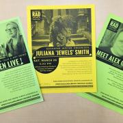  Three flyers from Library's author event programs
