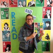 Author of Rad Women, Kate Schatz, in the Library's Photo Booth 