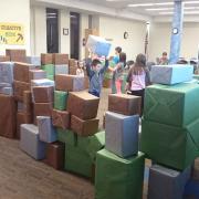 A fort of boxes at Wonder Time. 
