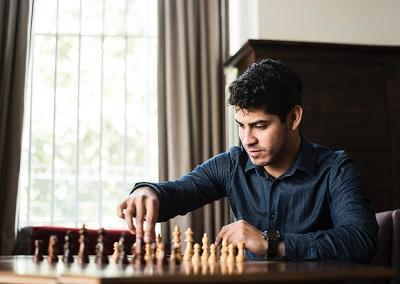 A man playing chess