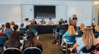 An event at the William H. Hannon Library at LMU