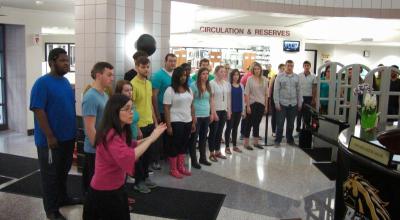 The WMU Collegiate Singers group perform at the Poetry of Song event.