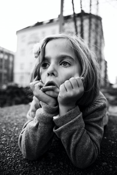 grayscale photo of an exasperated-looking girl