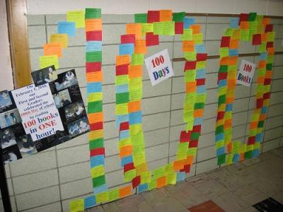 100 days/100 books wall