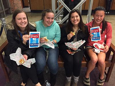 Students with food and directory