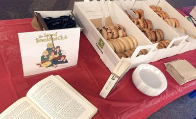 A table set up with refreshments for "Second Breakfast"