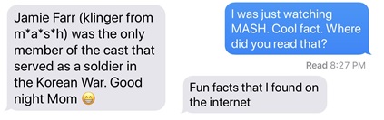 Text messages about online research