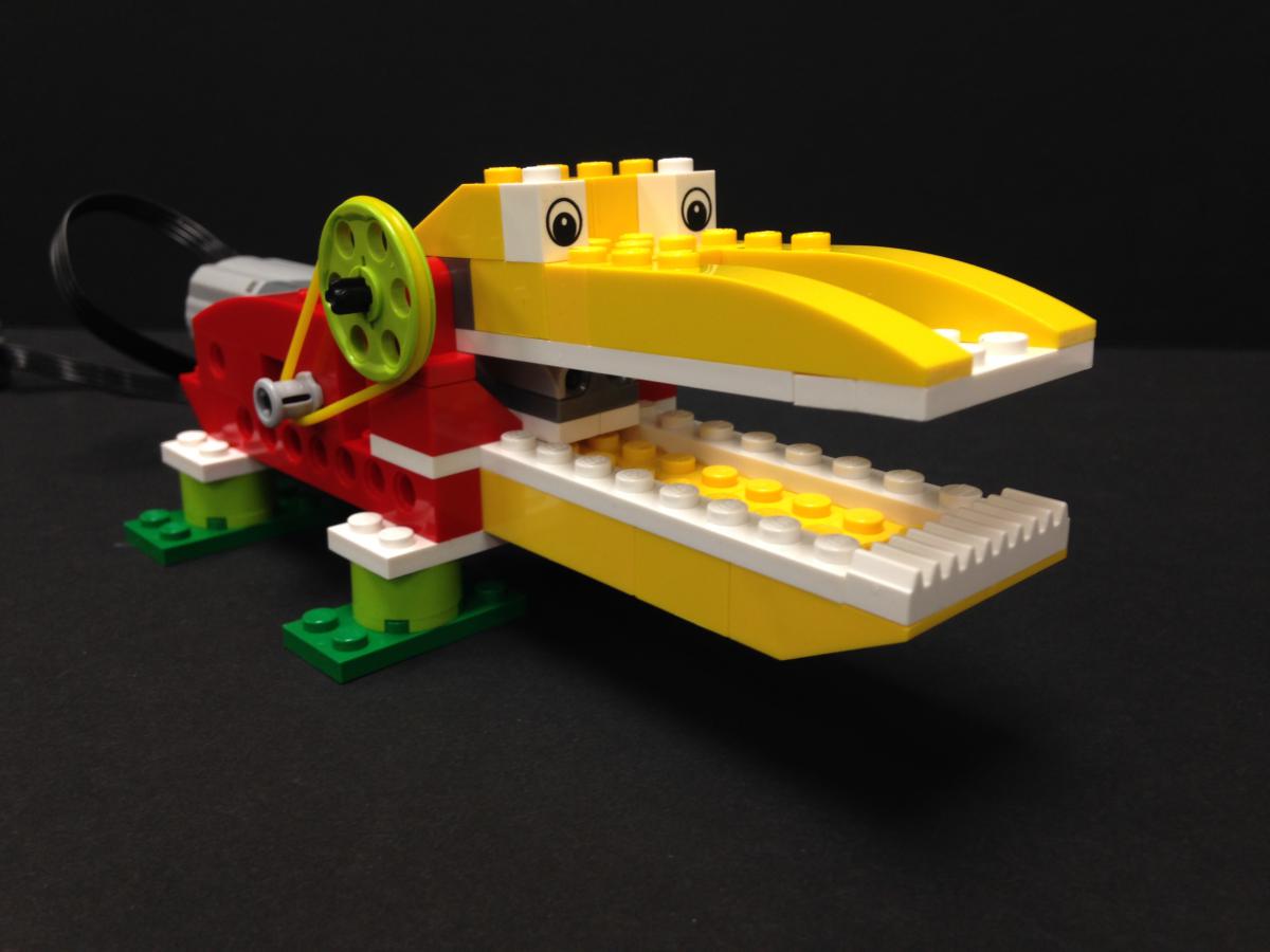 For simplicity's sake, Mid-Continent Public Library offers one Lego WeDo kit per programming season -- in this case, the Hungry Alligator.